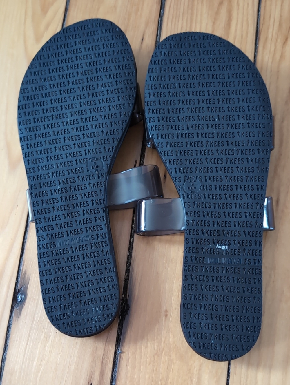 TKEES Clear Strap Black Slide Sandals Sz 8 - Picture 7 of 7